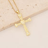 Commute Cross Copper Inlay Zircon Pendant Necklace