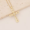 Commute Cross Copper Inlay Zircon Pendant Necklace