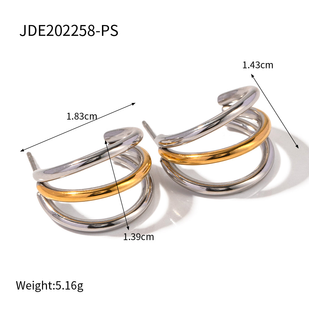 Fashion C Shape Gold Plated 304 Stainless Steel Ear Studs