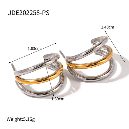 Fashion C Shape Gold Plated 304 Stainless Steel Ear Studs