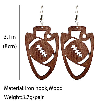 1 Pair Casual Sports Water Droplets Ball Hollow Out Wood Drop Earrings