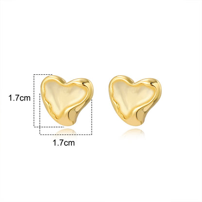 1 Pair Sweet Irregular Heart Shape Plating Brass Ear Studs