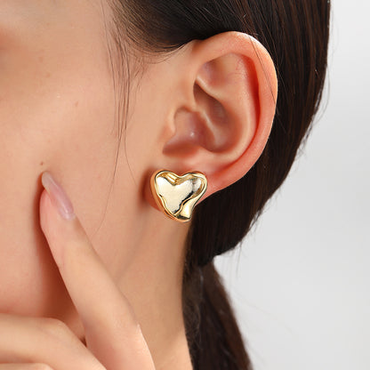 1 Pair Sweet Irregular Heart Shape Plating Brass Ear Studs