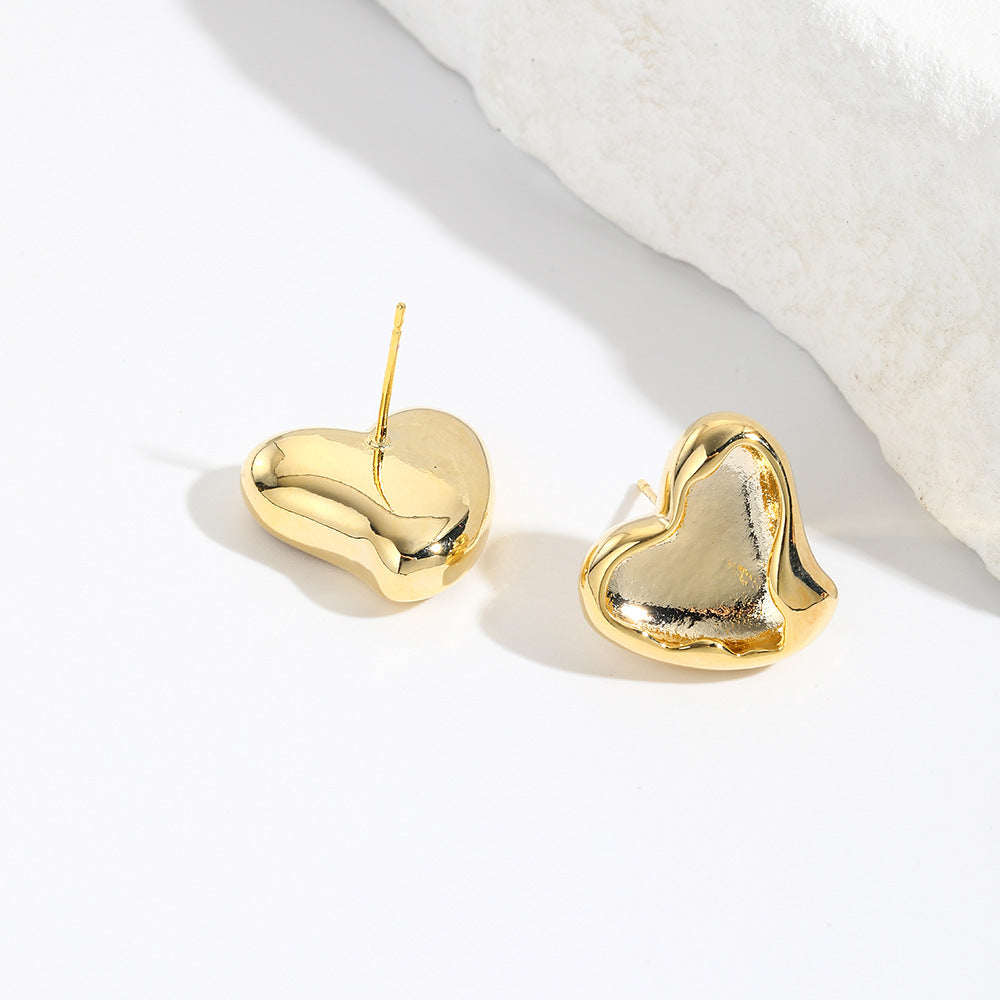 1 Pair Sweet Irregular Heart Shape Plating Brass Ear Studs