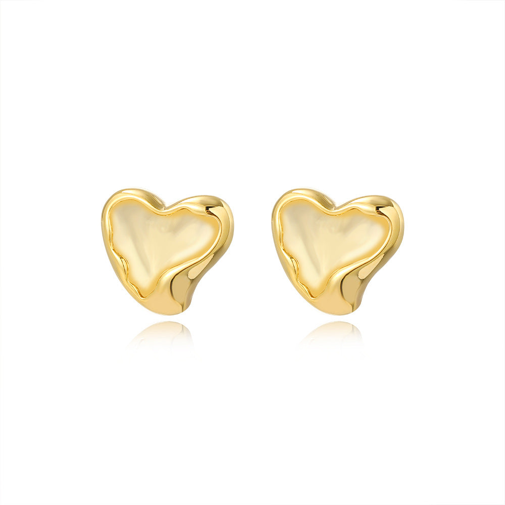 1 Pair Sweet Irregular Heart Shape Plating Brass Ear Studs