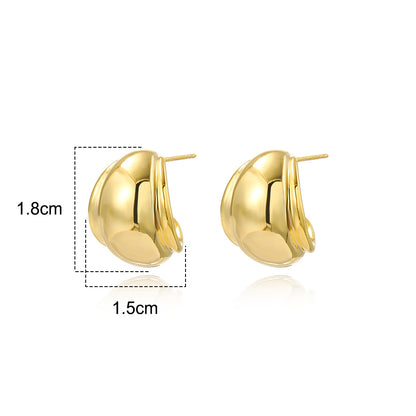 1 Pair Simple Style C Shape Solid Color Plating Brass Ear Studs