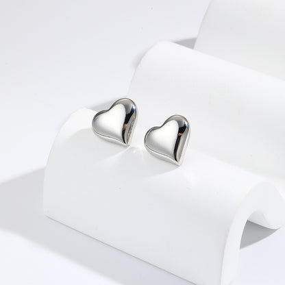 1 Pair Sweet Heart Shape Plating Copper Ear Studs