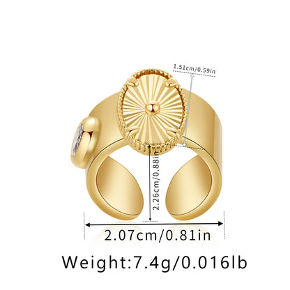 Streetwear Heart Shape Flower Copper Inlay Zircon Open Rings