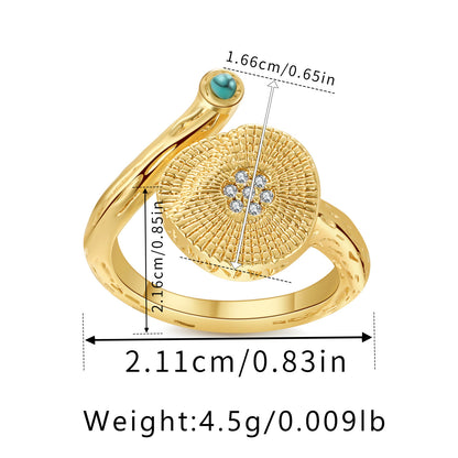 Streetwear Heart Shape Flower Copper Inlay Zircon Open Rings