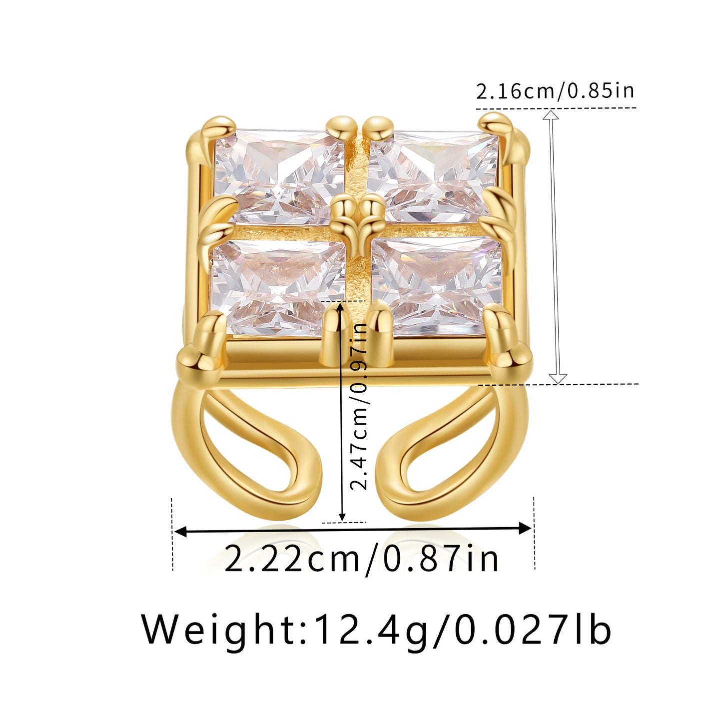 Streetwear Heart Shape Flower Copper Inlay Zircon Open Rings