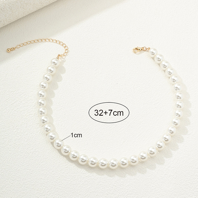 Nordic Style Solid Color Imitation Pearl Alloy Women's Necklace