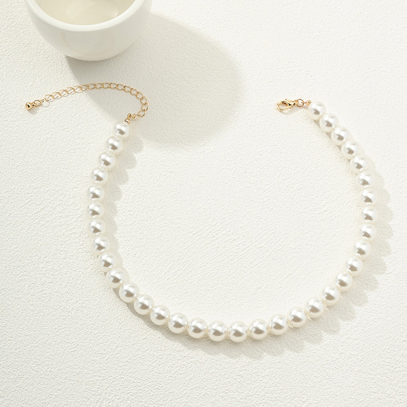 Nordic Style Solid Color Imitation Pearl Alloy Women's Necklace