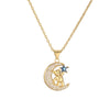 Ig Style Simple Style Little Bear Star Moon Copper Plating Inlay Zircon Gold Plated Pendant Necklace