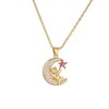 Ig Style Simple Style Little Bear Star Moon Copper Plating Inlay Zircon Gold Plated Pendant Necklace