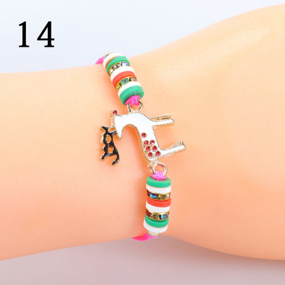 Modern Style Santa Claus Alloy Enamel Women's Bracelets Necklace