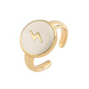 Luxurious Moon Lightning Copper Enamel Plating Gold Plated Open Rings