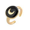 Luxurious Moon Lightning Copper Enamel Plating Gold Plated Open Rings