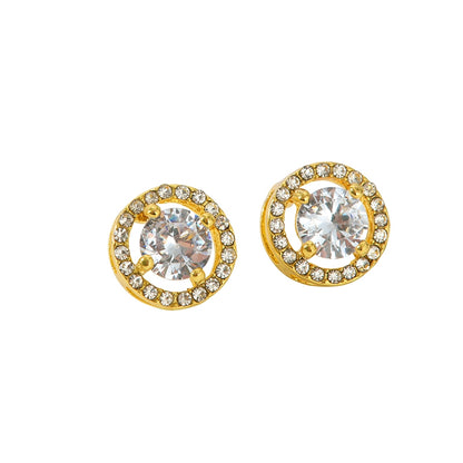 1 Pair Simple Style Round Plating Inlay Alloy Rhinestones Rose Gold Plated White Gold Plated Gold Plated Ear Studs