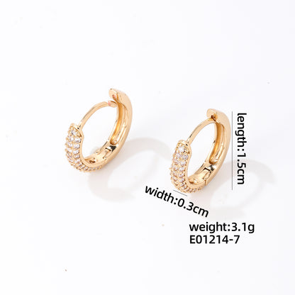 1 Pair Hip-hop Cool Style Shiny Circle Plating Inlay Copper Zircon Earrings