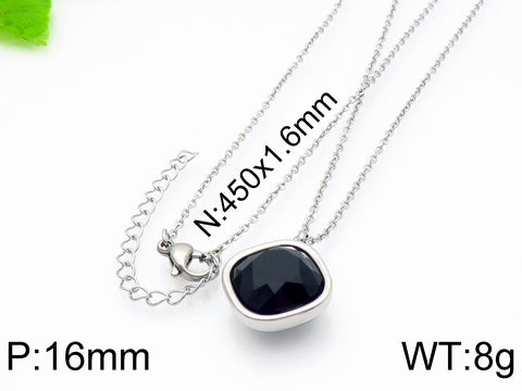 Formal Simple Style Geometric Stainless Steel Inlay Zircon Pendant Necklace