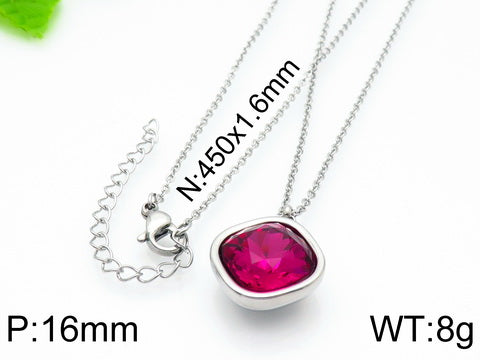 Formal Simple Style Geometric Stainless Steel Inlay Zircon Pendant Necklace