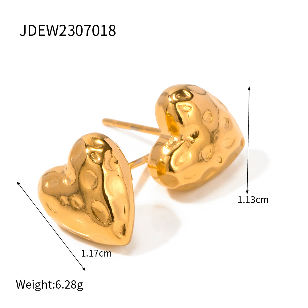 1 Pair Ig Style Heart Shape Plating Stainless Steel 18k Gold Plated Ear Studs