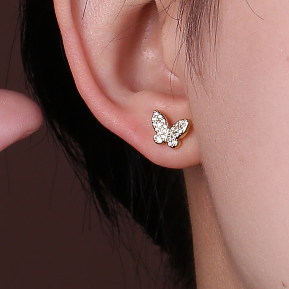 1 Pair Elegant Lady Star Heart Shape Butterfly Plating Inlay Copper Artificial Diamond Ear Studs