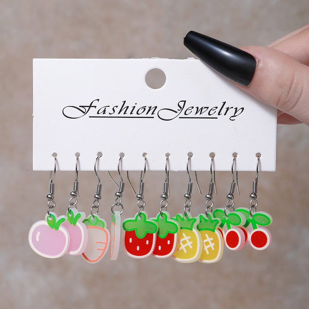 1 Set Sweet Animal Patchwork Plastic Resin Drop Earrings