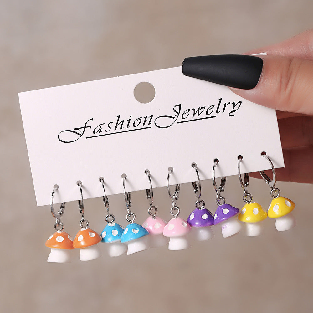 1 Set Sweet Animal Patchwork Plastic Resin Drop Earrings