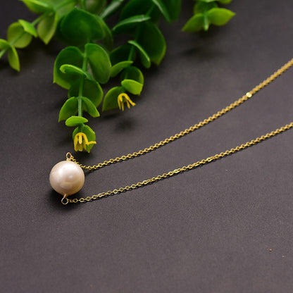 Retro Flower Freshwater Pearl Copper Plating Pendant Necklace