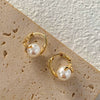 1 Pair Retro Lady Geometric Plating Imitation Pearl Copper Earrings