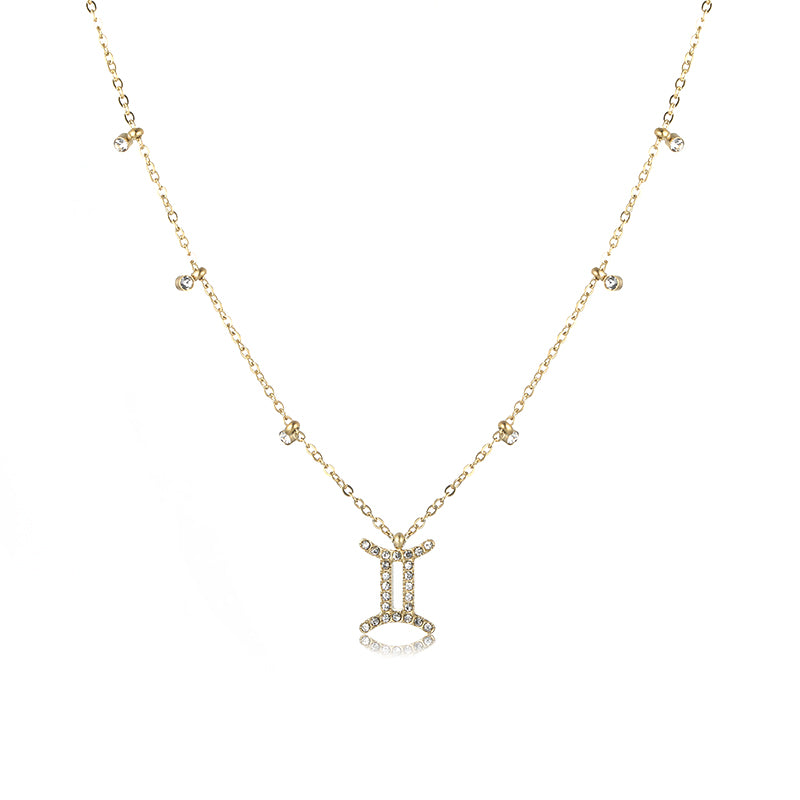 Simple Style Shiny Constellation Stainless Steel 18k Gold Plated Zircon Pendant Necklace In Bulk