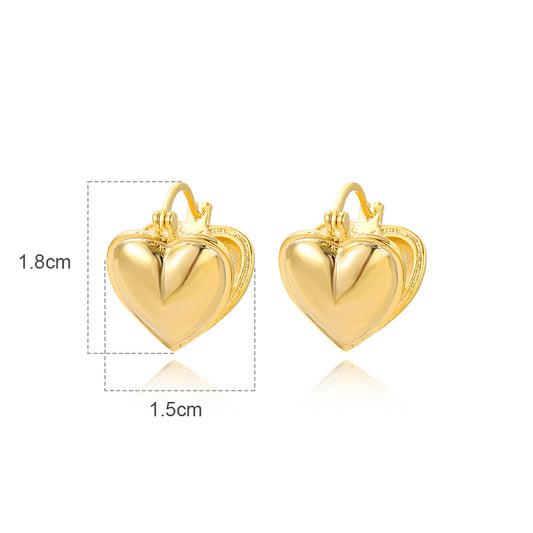 1 Pair Simple Style Heart Shape Plating Copper Gold Plated Ear Studs