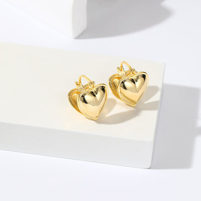 1 Pair Simple Style Heart Shape Plating Copper Gold Plated Ear Studs