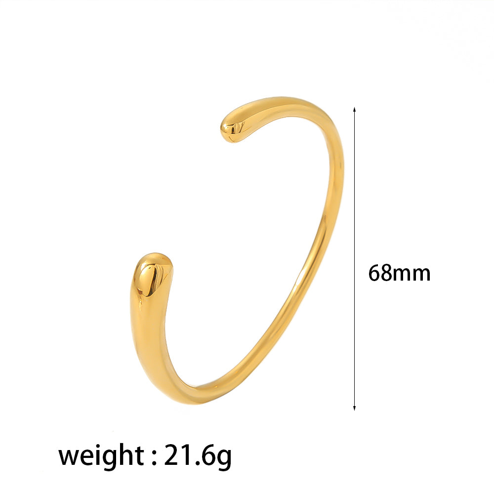 Simple Style Circle Stainless Steel Polishing Plating 18k Gold Plated Bangle