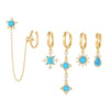 Casual Simple Style Pentagram Tassel Brass 18k Gold Plated Turquoise Zircon Earrings In Bulk