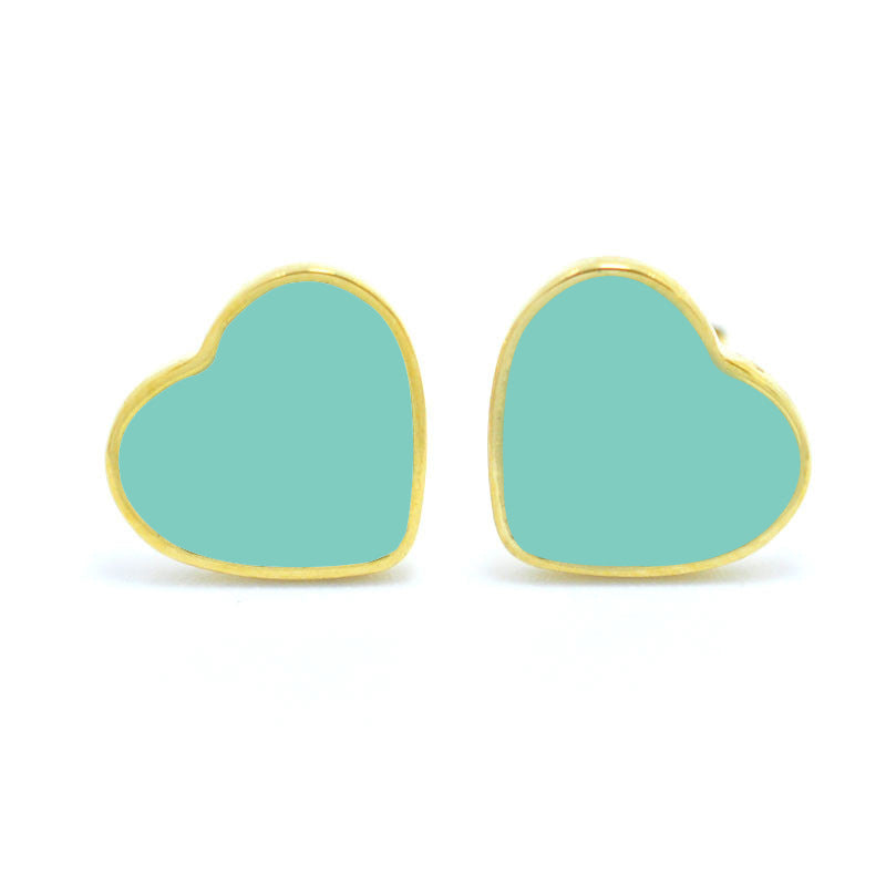 1 Piece Cute Wedding Heart Shape Epoxy Plating Metal 18k Gold Plated Ear Studs