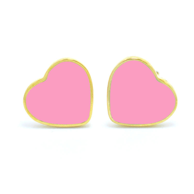 1 Piece Cute Wedding Heart Shape Epoxy Plating Metal 18k Gold Plated Ear Studs