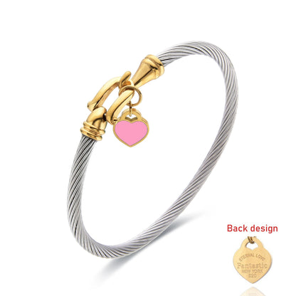 Simple Style Heart Shape Stainless Steel Plating Gold Plated Bangle