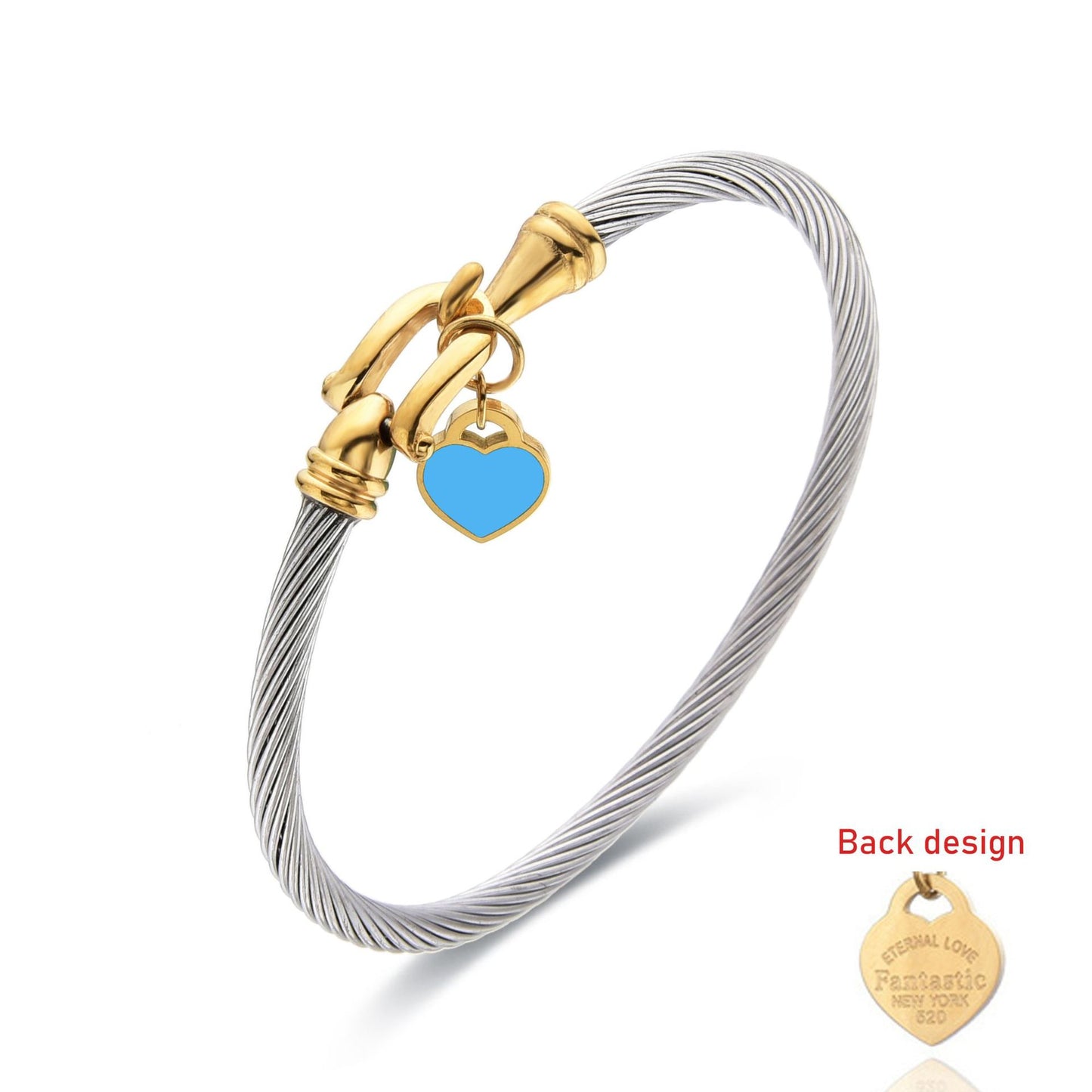 Simple Style Heart Shape Stainless Steel Plating Gold Plated Bangle