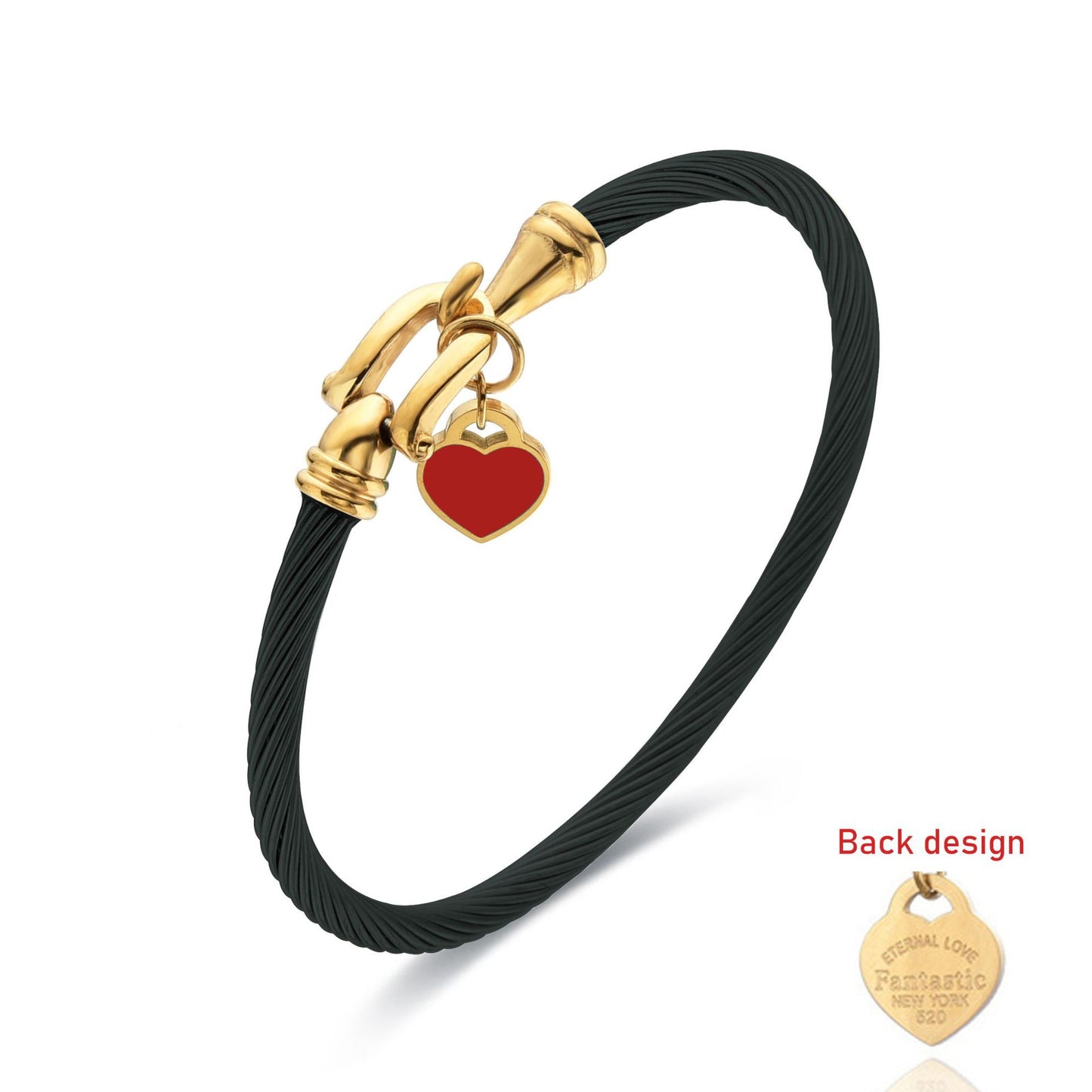 Simple Style Heart Shape Stainless Steel Plating Gold Plated Bangle