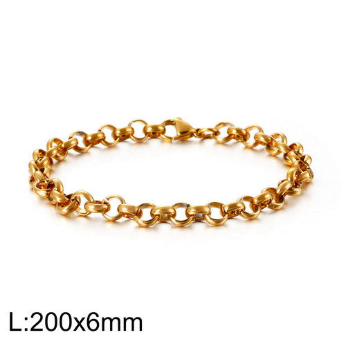 Casual Simple Style Streetwear Solid Color Stainless Steel 18k Gold Plated Men's Bracelets