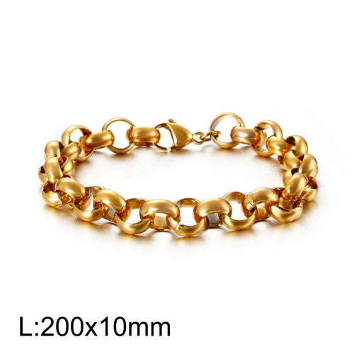 Casual Simple Style Streetwear Solid Color Stainless Steel 18k Gold Plated Men's Bracelets