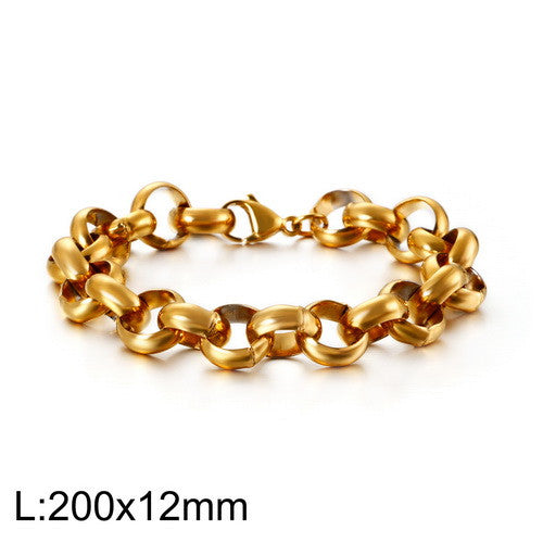 Casual Simple Style Streetwear Solid Color Stainless Steel 18k Gold Plated Men's Bracelets