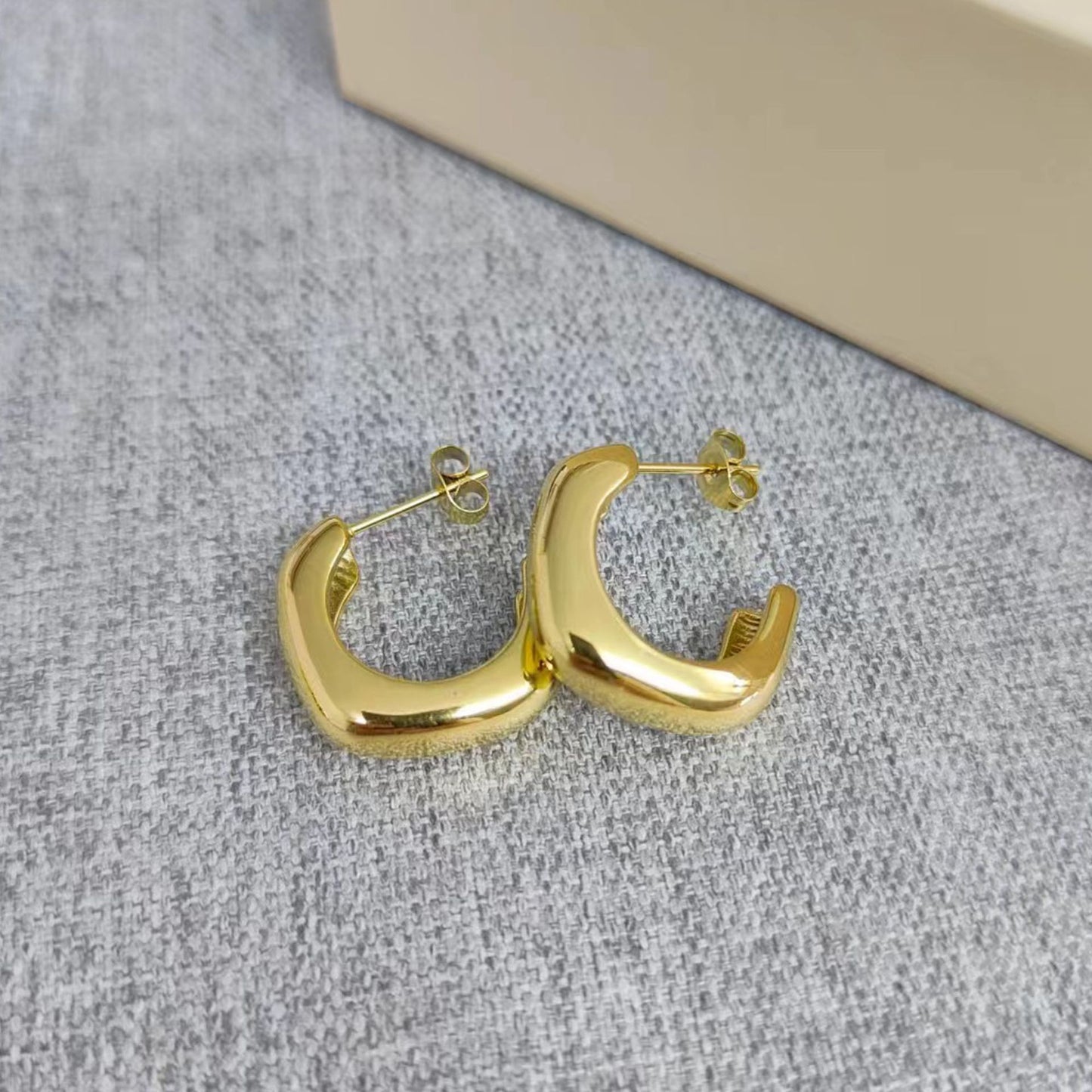 1 Pair Retro Simple Style Geometric Plating Stainless Steel 18k Gold Plated Earrings