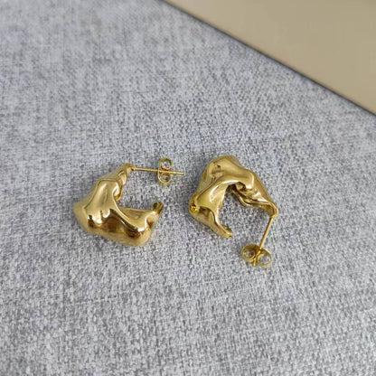 1 Pair Retro Simple Style Geometric Plating Stainless Steel 18k Gold Plated Earrings