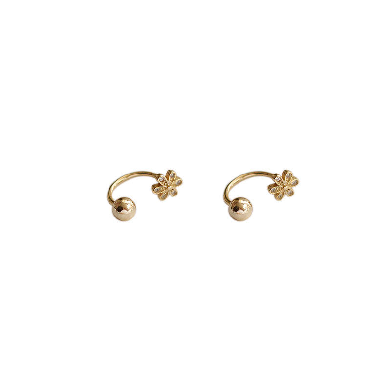 1 Pair Simple Style Flower Plating Sterling Silver Earrings