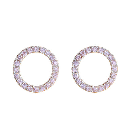 1 Pair Simple Style Round Plating Inlay Copper Zircon Ear Studs