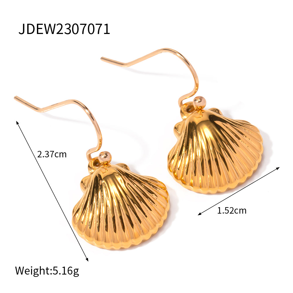 1 Pair Ig Style Shell Plating Stainless Steel 18k Gold Plated Drop Earrings