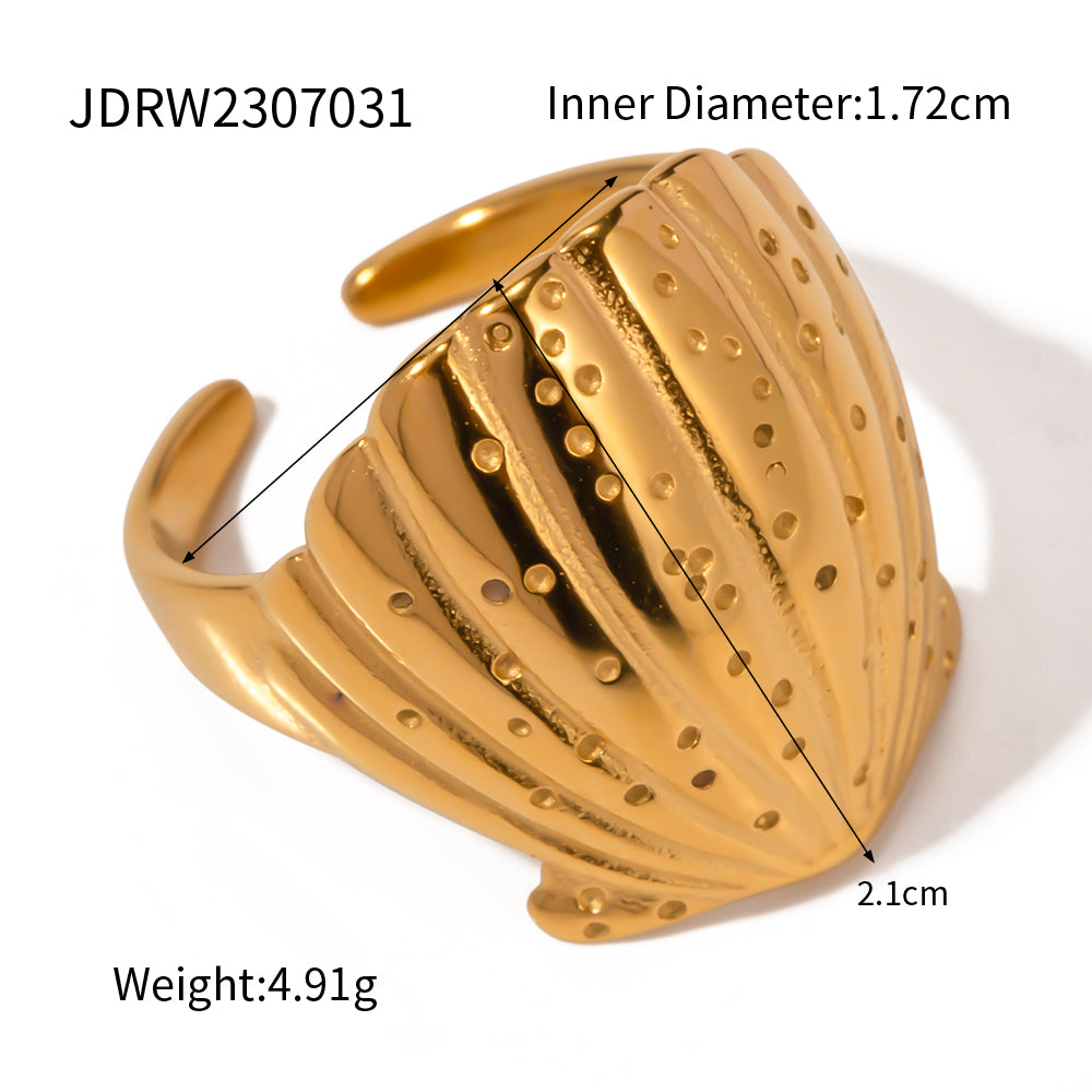 Ig Style Simple Style Shell Stainless Steel Plating 18k Gold Plated Open Rings